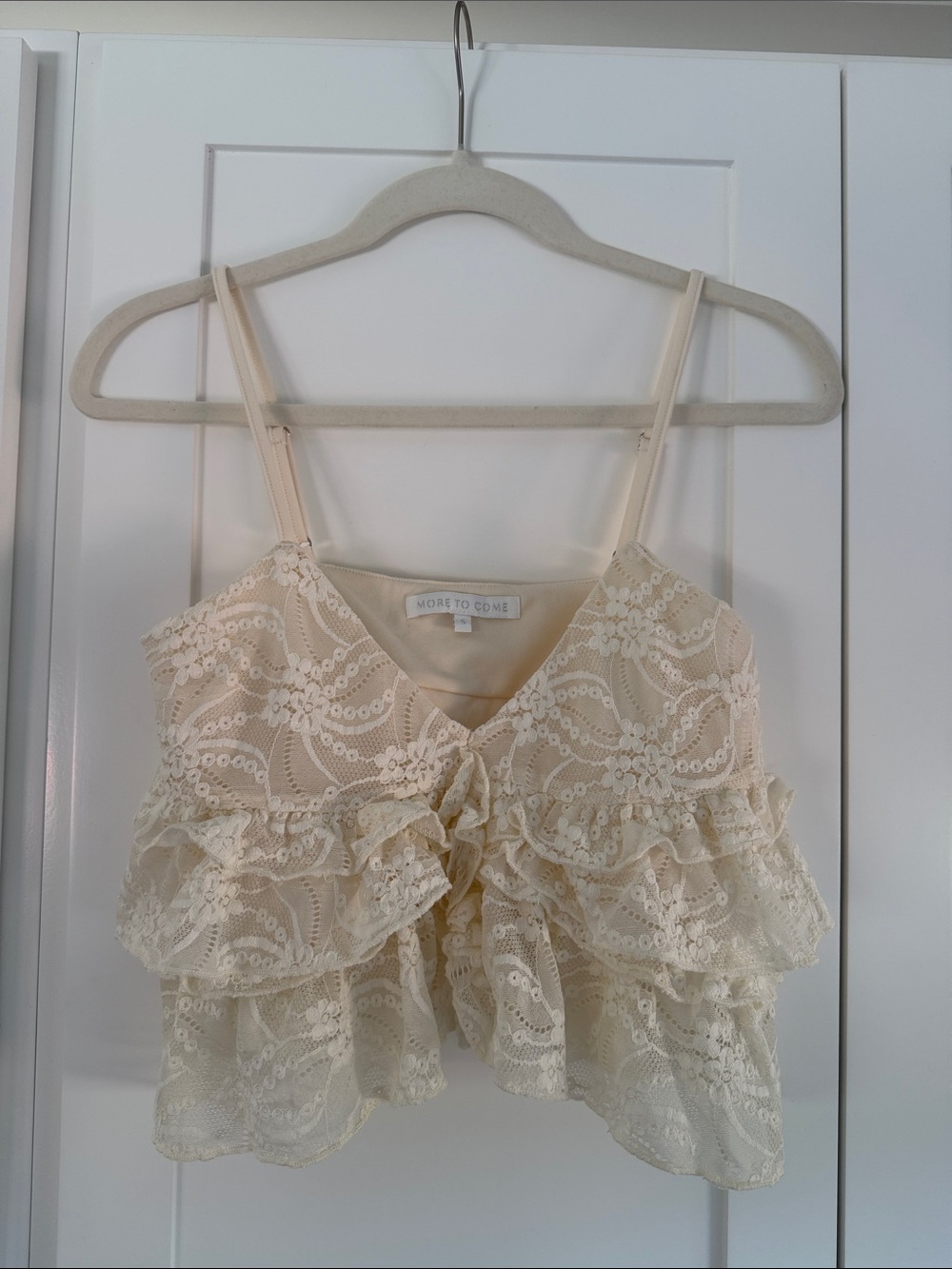 More to Love Cream Lace Ruffle Tank